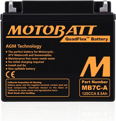 Vista 2 de Batería AGM MB7CA Motobatt 12V - Reemplaza Yuasa YB7C-A