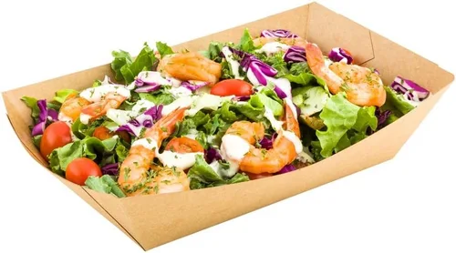 Vista 7 de Restaurantware Bio Tek - Botes de comida de 2 onzas, 50 bandejas de papel desechables para alimentos, de papel negro, resistentes a la grasa