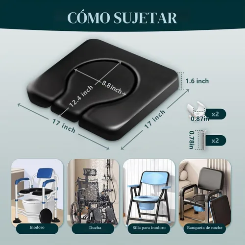 Vista 3 de Cojín de asiento cómodo, esponja súper suave acolchada para silla cómoda para ancianos/discapacitados/discapacitados, sillas de ruedas de ducha