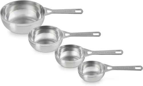 Vista 3 de Le Creuset Tazas medidoras de acero inoxidable, juego de 4 El juego incluye: 1/4, 1/3, 1/2 y 1 tazas
