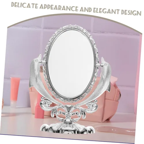Vista 4 de CHILDWEET Espejo de maquillaje de doble cara, espejo de escritorio giratorio para tocador de mesa, reflejo para aplicación de maquillaje, base