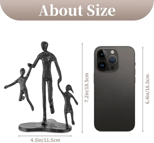 Vista 7 de Regalos de cumpleaños para papá de Sziqiqi - Estatua de hierro de amor entre padre e hijo, escultura para decoración del día del padre, boda