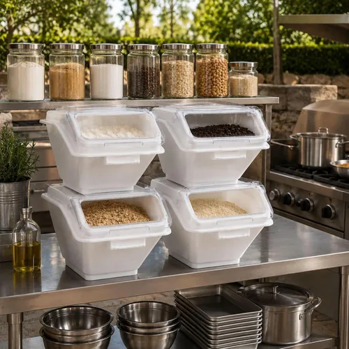 Vista 3 de Restaurantware Contenedor de ingredientes rectangular blanco de 2.6 galones