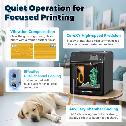 Vista 4 de FLASHFORGE Impresora 3D AD5M Pro con 250g PLA, núcleo CoreXY de alta velocidad de 600mm/s y alta precisión de impresión, cambio rápido de 280℃ 0.4 &