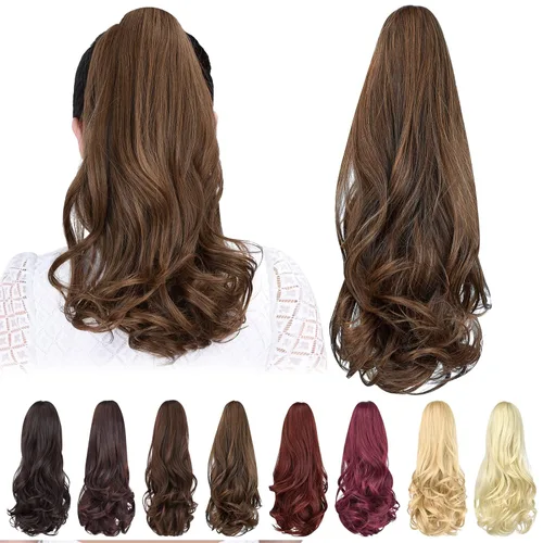 Vista 35 de extensión de cola de caballo, extensión de pelo con pinza de 12" cola de caballo rizada corta Extensión de pelo sintético de aspecto natural