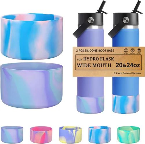 Vista 20 de HEYSKAY Funda Protectora de Silicona para Botellas de Agua Hydro Flask de Boca Ancha de 12oz 16oz 18oz 21oz 24oz Protector de Fondo y Otras Botellas