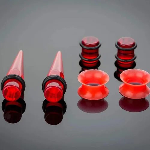 Vista 3 de CABBE KALLO Juego de 50 dilatadores de oreja de silicona, dilatadores y tapones acrílicos 14G-00G, juego de expansores de ojal para mujeres