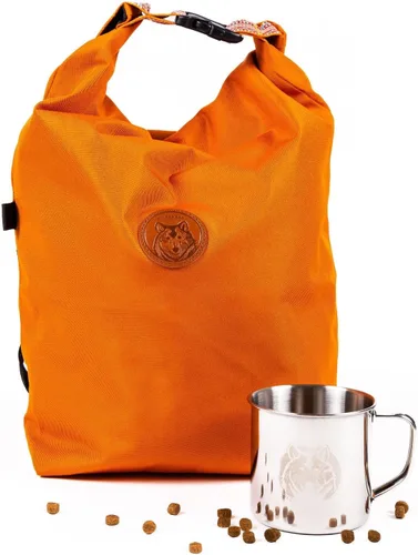 Vista 7 de Wilderdog Bolsa para perros - Resistente al agua, portador de croquetas portátil y taza de acero inoxidable - Negro