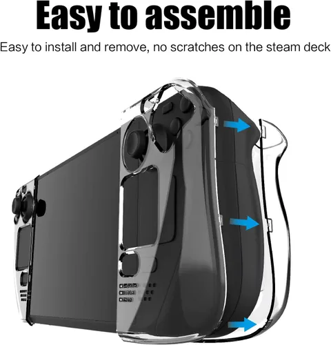 Vista 4 de Funda protectora de Steam Deck funda rígida transparente para vapor funda protectora con diseño dividido compatible con la plataforma de vapor