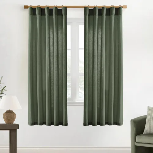 Vista 81 de XTMYI - Cortinas transparentes de 54 pulgadas de largo, juego de 2 paneles para baño, cortinas cortas de lino y algodón con semi privacidad