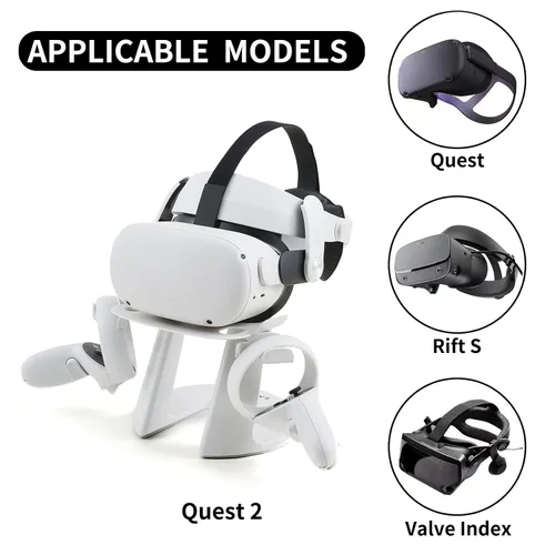 Vista 3 de GOMRVR design VR Stand Compatible with Oculus Quest 2 Quest Rift S Valve Index Headset and Touch Controllers AccessoriesWhite