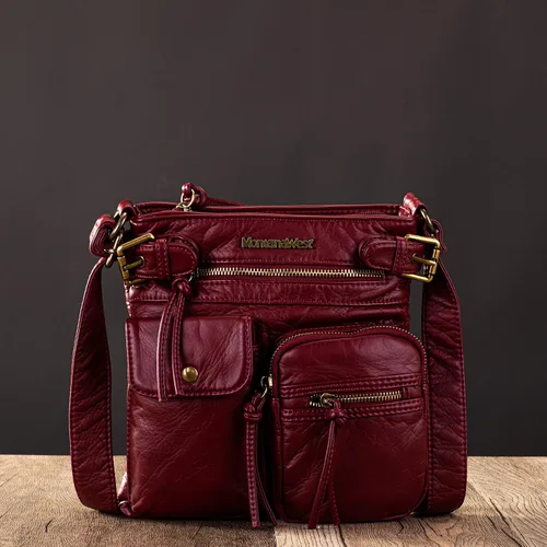Vista 3 de Montana West Bolso cruzado para mujer, de piel lavada suave, con múltiples bolsillos