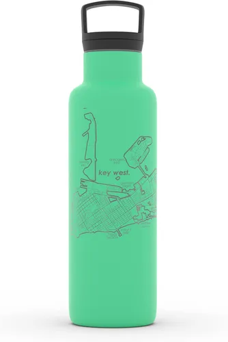 Vista 122 de Well Told Botella de agua aislada con mapa de Washington DC grabado, botella de acero inoxidable grabada (21 onzas, blanco) botella aislada de mapa
