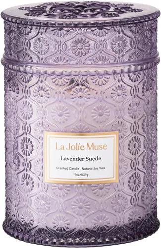 Vista 9 de LA JOLIE MUSE Vela de vainilla y coco – Coco, freesia y vainilla Vela de mecha de madera grande de 19 oz Cera de soja natural 90 horas de Isla