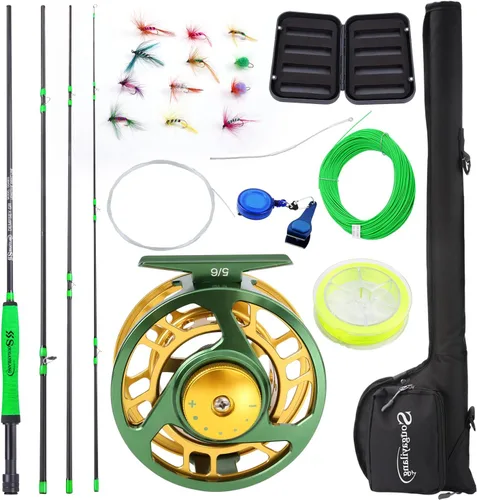 Vista 8 de Sougayilang Kit Combo de Iniciación de Pesca con Mosca Estándar, Caña de Mosca de 9 Pies Peso 5/6 con Mango SuperPolymer, Accesorios, Estuche
