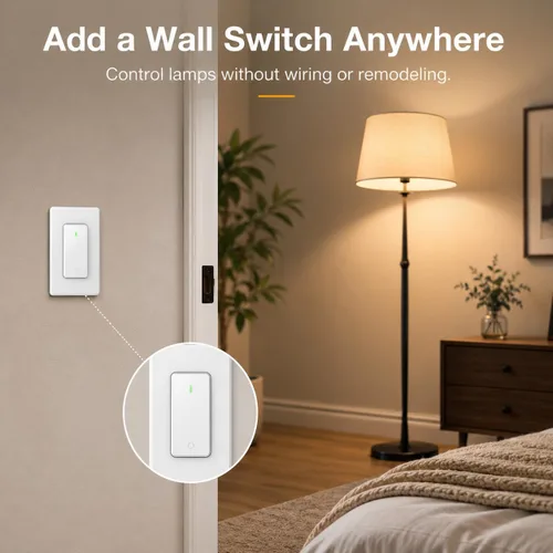 Vista 2 de Toma de control remoto UTOI con interruptor de pared inalámbrico, salida de 15 A Control lamps, fans and household appliances without wiring or