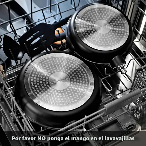Vista 7 de Juego de sartenes antiadherentes inteligentes de 8 y 12.5 pulgadas con asas extraíbles, aluminio fundido y sartenes antiarañazos, compatible