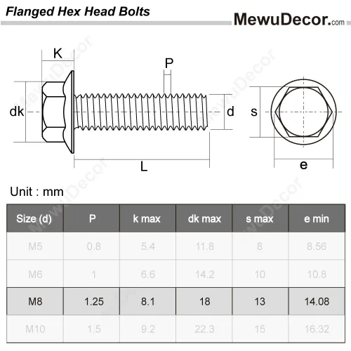 Vista 9 de Tornillos hexagonales con brida M10-0.059 x 0.787 in, acero inoxidable 18-8 (304), acabado liso, DIN 6921, 5 PCS