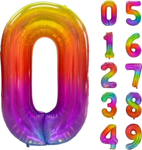 Vista 19 de Globos gigantes de helio de aluminio de 40 pulgadas, color negro, globos digitales grandes del número 0 para decoración de fiesta de cumpleaños