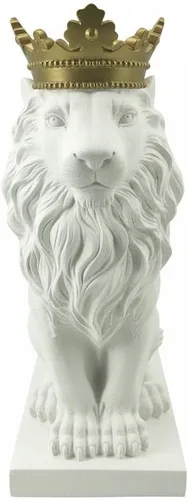 Vista 8 de Comfy Hour 14.6 pulgadas de altura, estatua del noble rey león del bosque con corona dorada, figura decorativa de animal para oficina en casa
