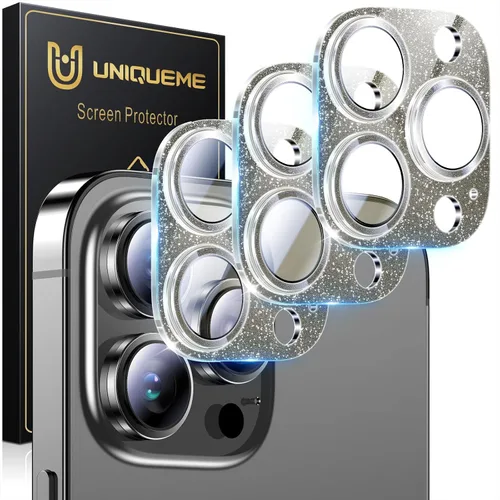 Vista 60 de UniqueMe para Paquete de 3 Protectores de Lente de Cámara para iPhone 15 Pro/iPhone 15 Pro Max, [Protección contra Caídas] [Compatible con Fundas]