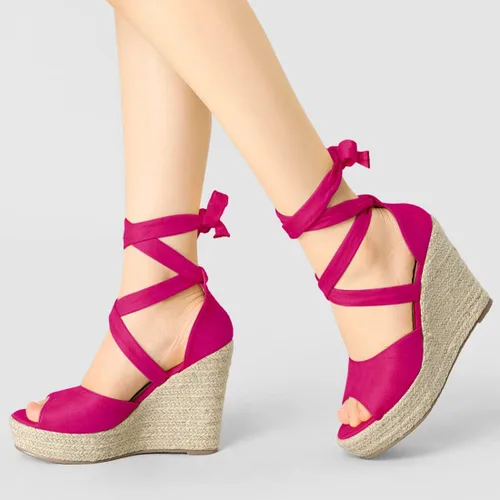 Vista 2 de Allegra K Alpargatas con cordones para mujer con plataforma y plataforma