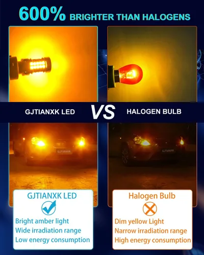 Vista 3 de Luz de señal de giro 1156 bombillas LED amarillo ámbar 2200K 4000LM extremadamente brillante CANBUS sin errores BA15S 7506 1156A 1003 1141 P21W