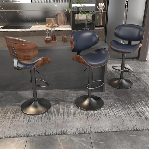 Vista 18 de YaFiti Taburetes de bar modernos giratorios, taburetes de bar altura de mostrador con respaldo para bar, cocina, comedor, color marrón