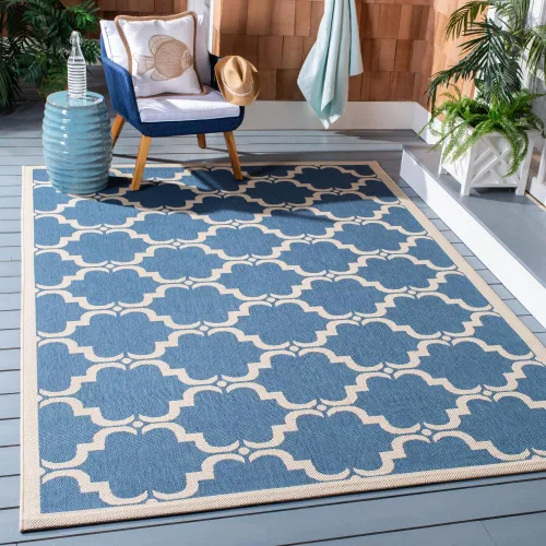 Vista 17 de SAFAVIEH Alfombra lavable al aire libre Courtyard Collection - 9 x 12 pies, beige y terracota, no desprende pelusa y fácil limpieza, ideal