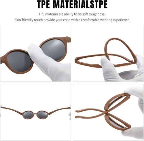 Vista 6 de Hycredi Gafas de sol polarizadas para bebés con correa UV400 protección UV400 para niños pequeños de 0 a 24 meses