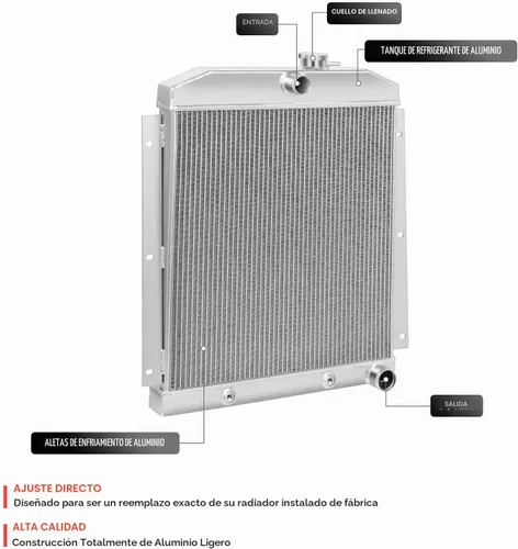 Vista 3 de DNA Motoring RA-CHEVYT47-3 - Radiador de aluminio completo de 3 filas compatible con modelos 47-54 Pickup/Suburban L6, 19.75 x 20.75 x 2.25