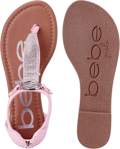 Vista 5 de bebe Girls' Sandals Rhinestone Studded Gladiator Sandals with Medallion (Little KidBig Kid)