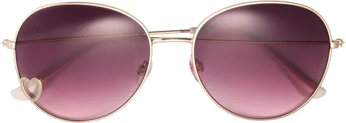 Vista 2 de Betsey Johnson Gafas de sol redondas Around Town para mujer, color dorado, 5.787 in, Oro
