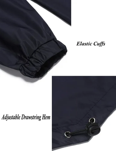 Vista 6 de COOFANDY Chaqueta impermeable para hombre, con capucha, ligera, resistente al viento, para exteriores, larga
