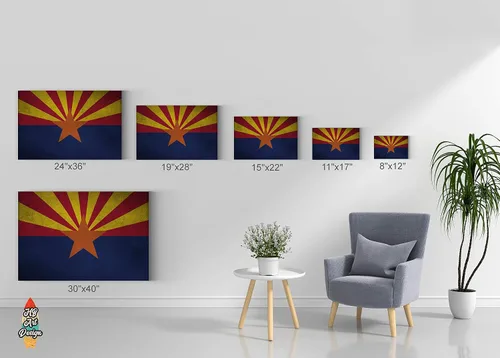 Vista 5 de Lienzo impreso con la bandera del estado de Arizona vintage, arte de pared con la bandera del estado de Arizona, arte de pared con la bandera