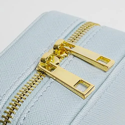 Vista 5 de Joyero de cuero personalizable con espejo, estuche de joyería de viaje, organizador de joyas de viaje, joyero para mujeres y niñas, organizador