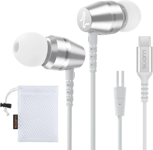 Vista 13 de LUDOS OMNITONE Auriculares con cable in-ear, 5 años de garantía, auriculares con micrófono, conector de 3.5 mm, auriculares con cable