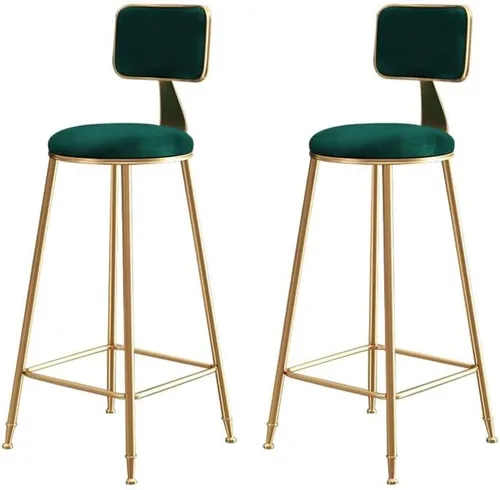 Vista 18 de Taburete moderno para mostrador, taburete sin brazos, taburete de hierro con cojín y pedal, 1 taburete corto (18 pulgadas de alto) azul