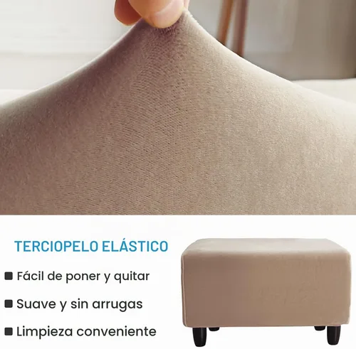 Vista 3 de Funda otomana, fundas otomanas de terciopelo rectangular y elásticas para taburete de pie para sala de estar, protector de muebles de almacenamiento