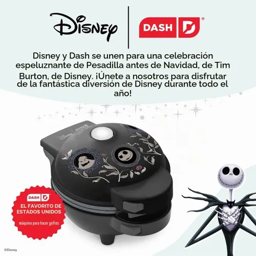 Vista 3 de Disney Dash Nightmare Before Christmas MultiMaker® Mini waflera con platos extraíbles, plancha antiadherente de cerámica, Jack Skellington, Sally