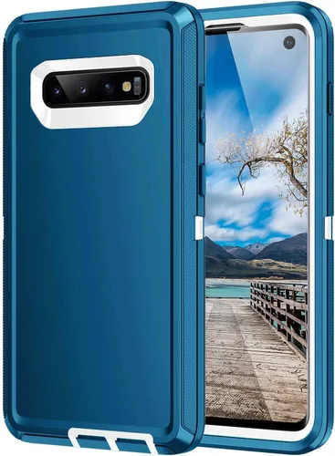 Vista 17 de Funda para Galaxy S10, [sin protector de pantalla] resistente a prueba de golpes, polvo y caídas, 3 capas de protección completa del cuerpo, funda