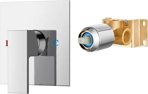 Vista 11 de Airuida Kit de Acabado de Válvula de Ducha de Una Sola Manija – Válvula de Instalación Empotrada de Latón para Montaje en Pared con Conexión