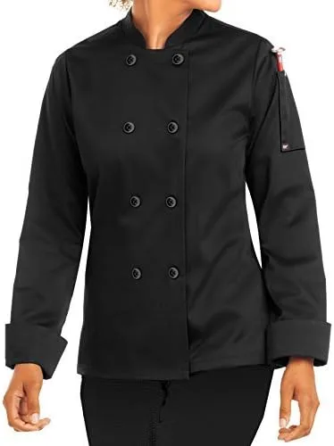 Vista 5 de ChefUniforms.com - Abrigo clásico de manga larga para mujer (S-5X, 2 colores)