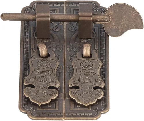 Vista 8 de Placa de latón antiguo para puerta con diseño de murciélago auspicioso placa frontal de estilo chino para decoración de muebles de gabinete