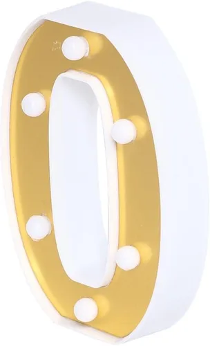 Vista 8 de Efavormart - Letrero 3D con luz LED de 6 pulgadas, color dorado con número 0, espejo frontal blanco cálido, funciona con pilas, brillo 72H