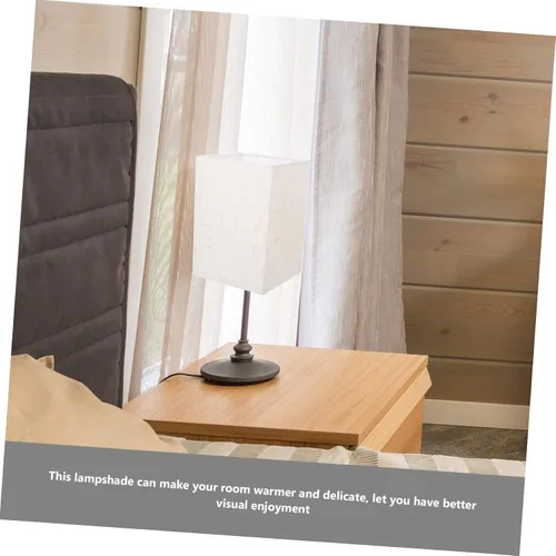 Vista 2 de Pantalla de lino para lámpara colgante de tambor, lámpara blanca, mesita de noche, decoración de tela, pantalla de araña, pantalla para lámparas