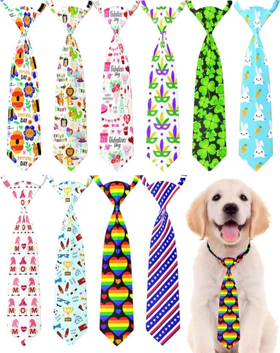 Vista 34 de PET SHOW Paquete de 10 corbatas para perros de feliz cumpleaños, XS
