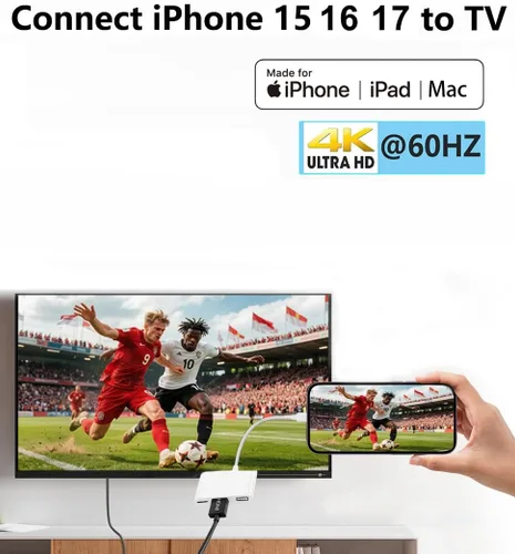 Vista 2 de Apple - Adaptador multipuerto USB C a HDMI para iPhone 15/16/17, MacBook Pro Air iPad Pro, certificado MFi tipo C, concentrador AV digital tipo C