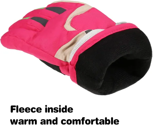 Vista 6 de Guantes de esquí de nieve impermeables para niños, guantes de snowboard para niños y niñas, guantes de nieve cálidos