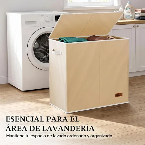 Vista 7 de Simple Houseware - Cesta doble para la ropa sucia, con tapa